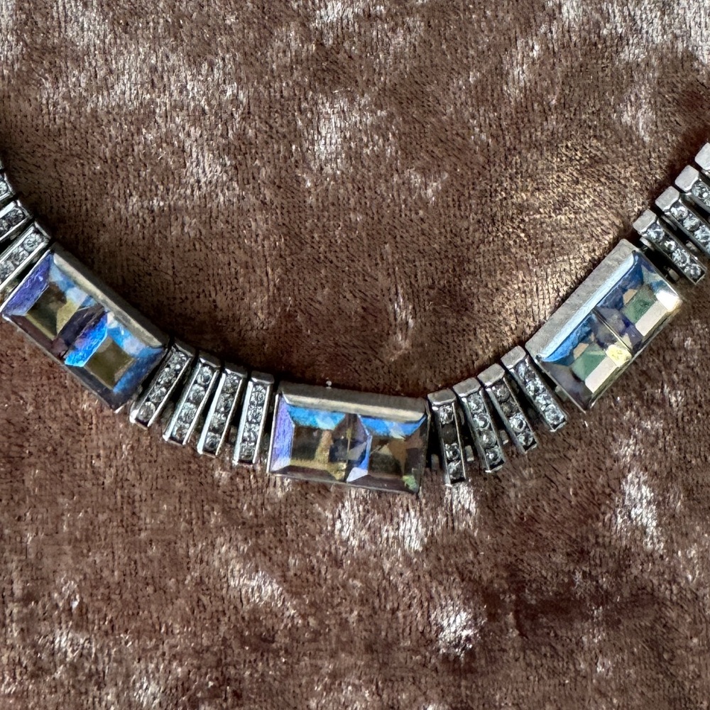 Signed Diamanté DoSo Vintage 1940s Necklace with Crystals